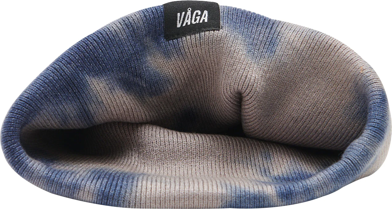 Vaga Fine Rib Tie Dye Running Beanie - Blue - Image 3
