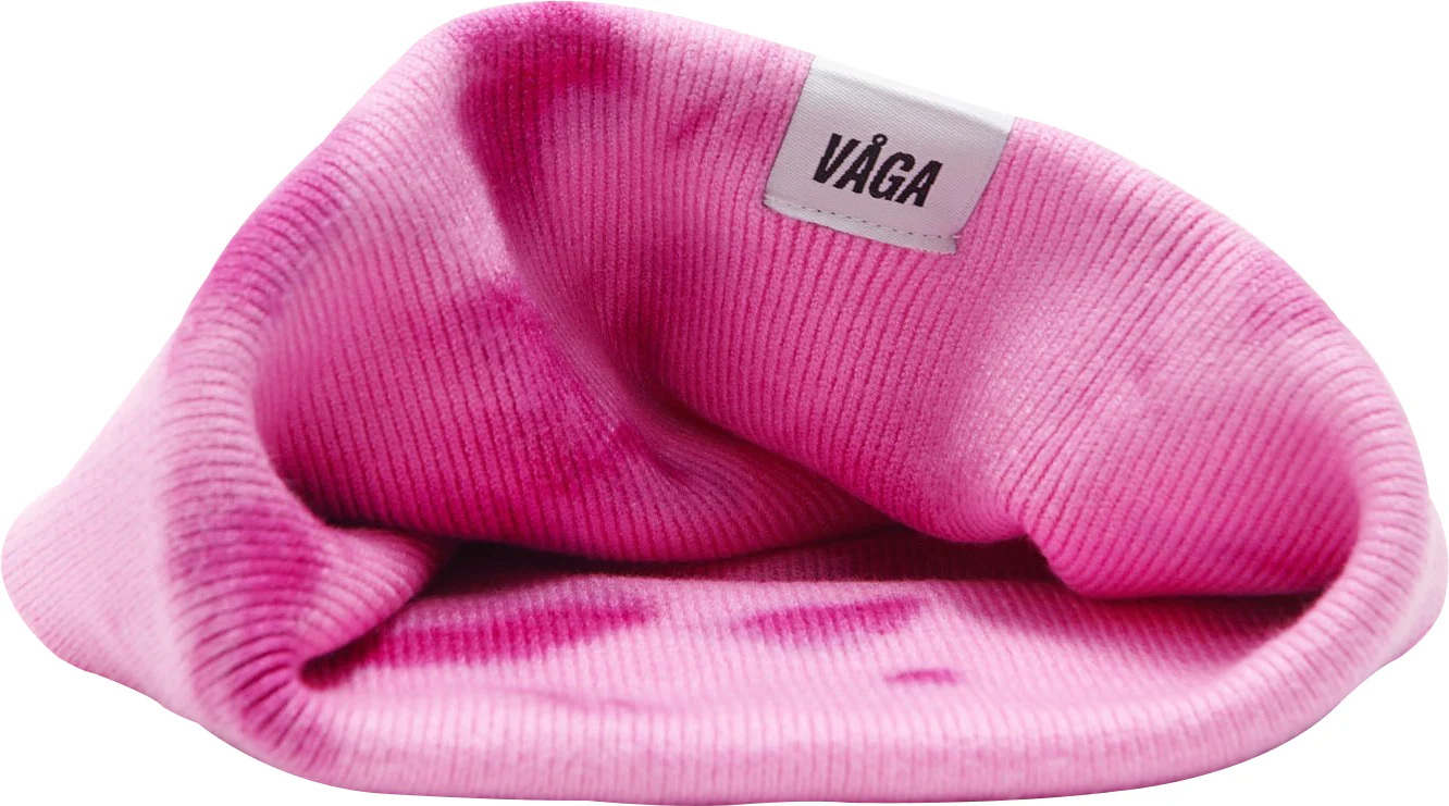 Vaga Fine Rib Tie Dye Running Beanie - Pink - Image 3